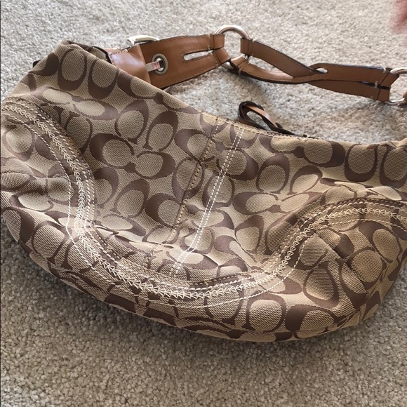 Brown/Tan Coach Large Logo Hobo - Picture 8 of 8